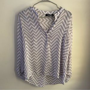 Sheer chevron long sleeve blouse